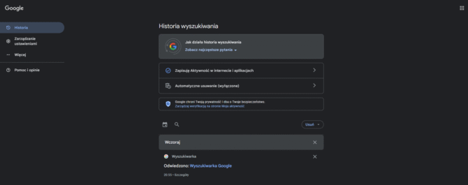 Historia wyszukiwania Google