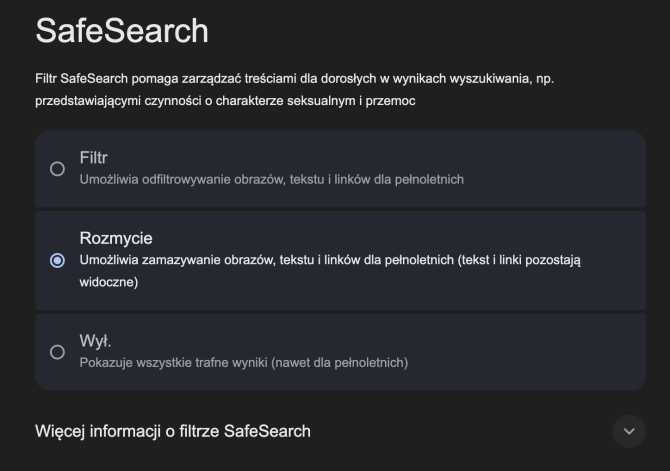 Ustaiwenie Google SafeSearch