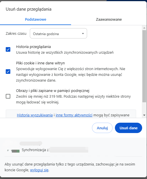 Historia przeglądania Chrome - krok 4
