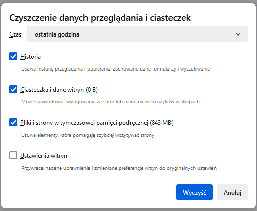 Historia Firefox - krok 3