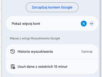 Historia wyszukiwania Google - krok 1