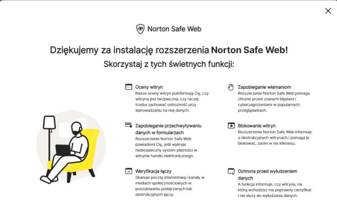 Funkcje Norton Safe Web