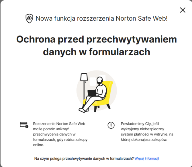 Ochrona przed przechwytywaniem danych w formularzach Norton Safe Web