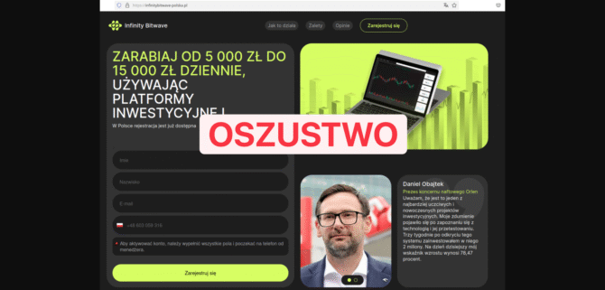 Oszustwo - fałszywa stron az inwestycją