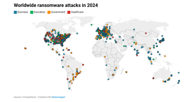 Mapa ataków ransomware
