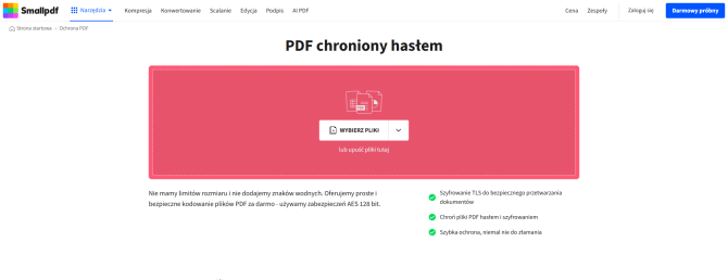 PDF chroniony hasłem w SmallPDF