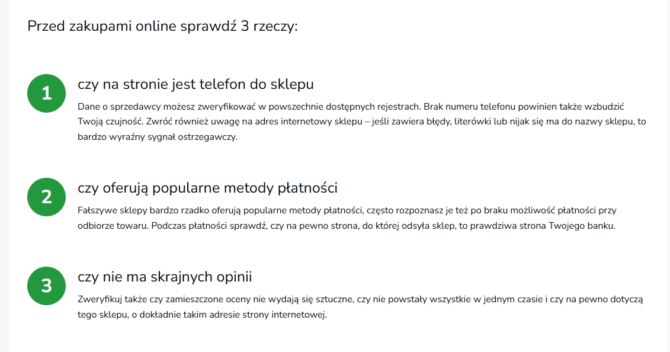 Checklista przy zakupach online