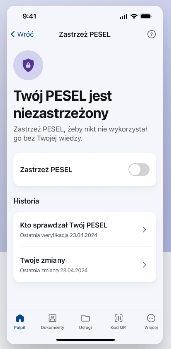 Zastrzeż PESEL w mObywatel