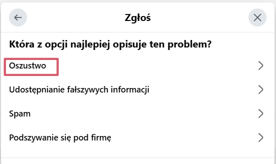 Zgłaszanie posta na Facebooku