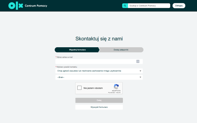 Zgłoszenie oszustwa na OLX