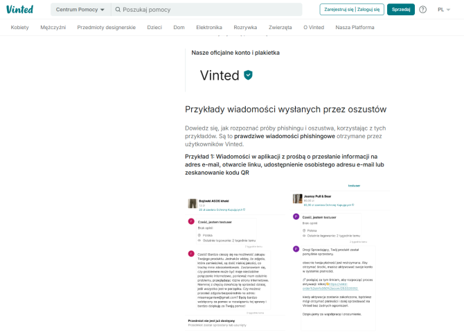 Zgłoszenie oszustwa na Vinted