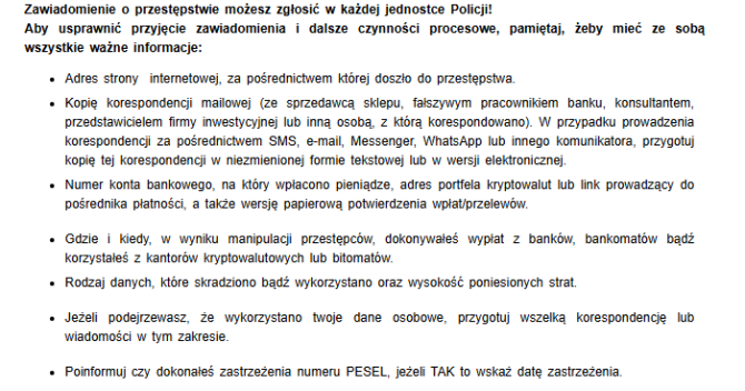 Zgłoszenie przestępstwa